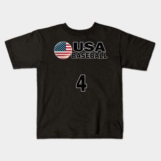 USA Baseball Number 4 T-shirt Design Kids T-Shirt